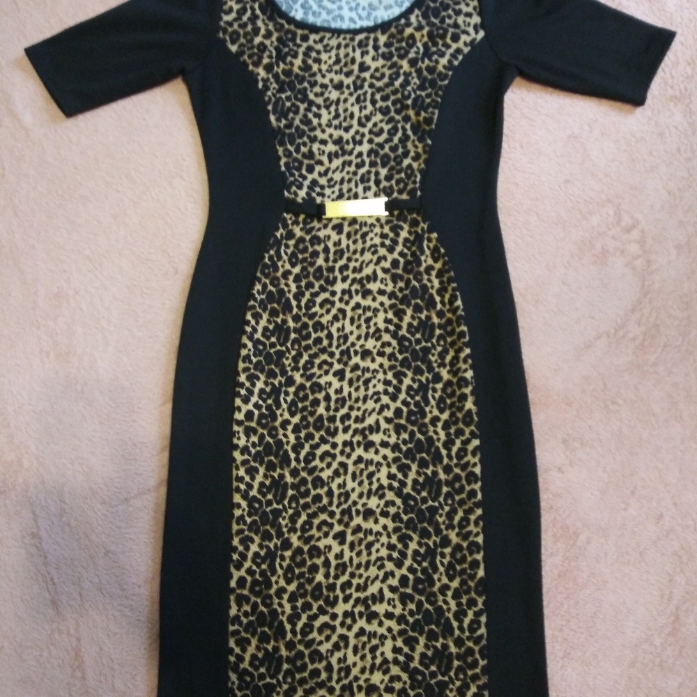 Love j. Black and leopard print Women's dress